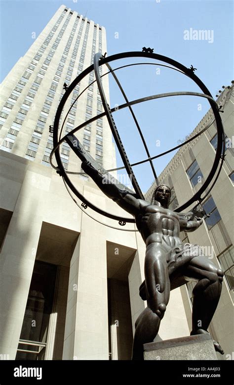 View Looking Up At The Statue Of Atlas At The Rockefeller Center New