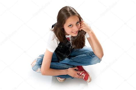 Adolescente Sentada En El Suelo Fotografía De Stock © Spaxiax 5159057