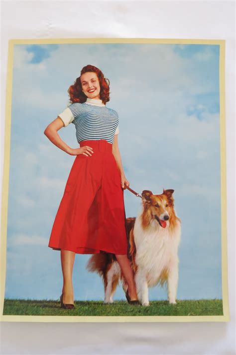 Vintage Glamour Girl With Collie Dog Pin Up Photo Lithograph Print 11