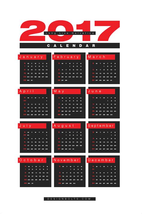 Free 2017 Wall Calendar Printable Design Template In Ai Pdf Eps And Cdr