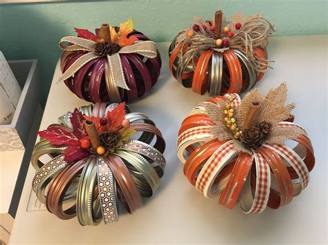 Pumpkins Made With Canning Rings Fall Halloween Crafts Mason Jar