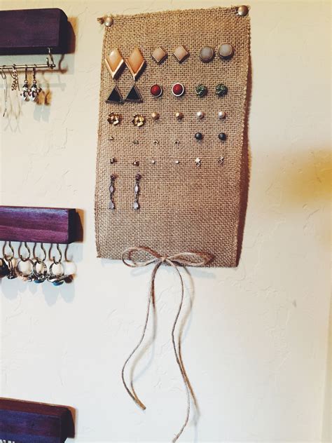 Made This Burlap Earring Holder To Hold My Stud Earrings I Love Being