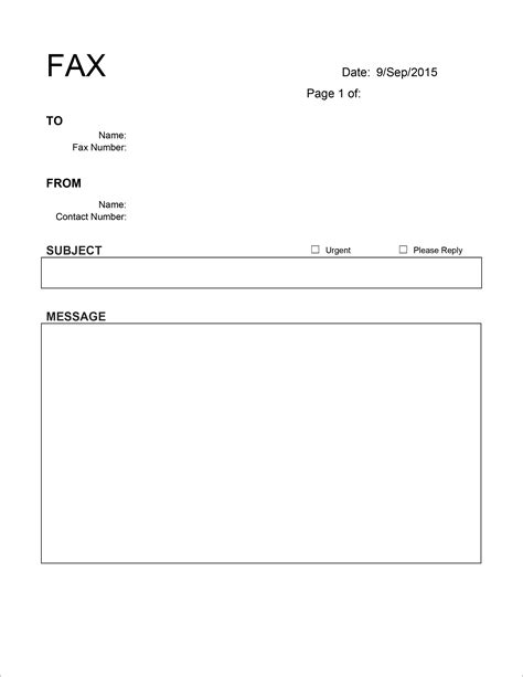 Fax Cover Sheet Printable Template