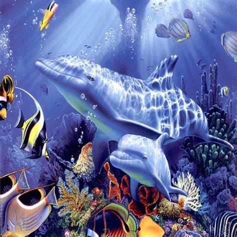 Dolphins Underwater Hewan Pemandangan Lautan