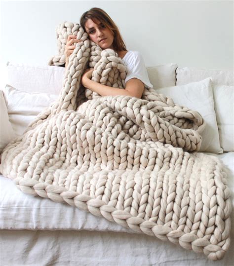 Super Chunky Knit Blanket Knitted Blanket Chunky Blanket Knit Throw