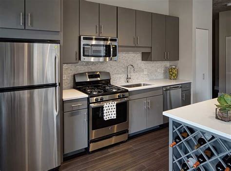 Stainless Steel Gray Kitchen Cabinets For Elegant And