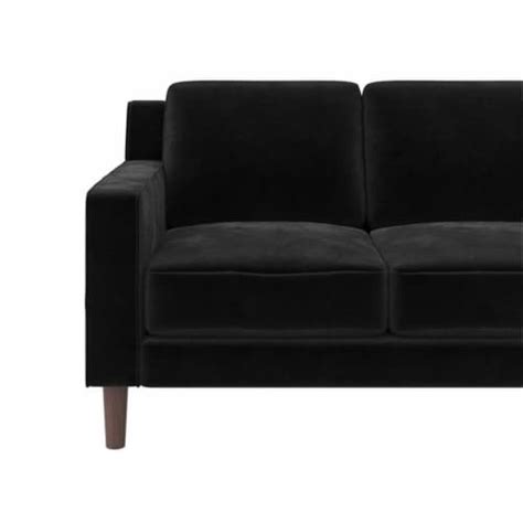 dhp brynn 3 seater living room upholstered sofa in black velvet 1 fred meyer