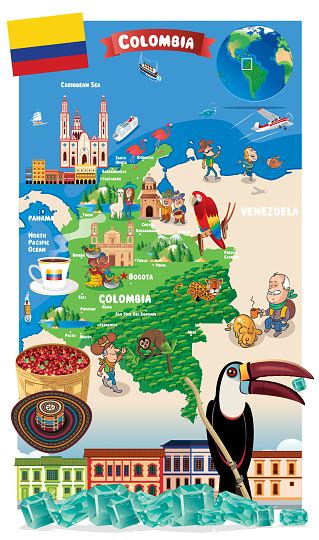 Cartoon Map Of Colombia Stock Illustration Download Image Now Istock