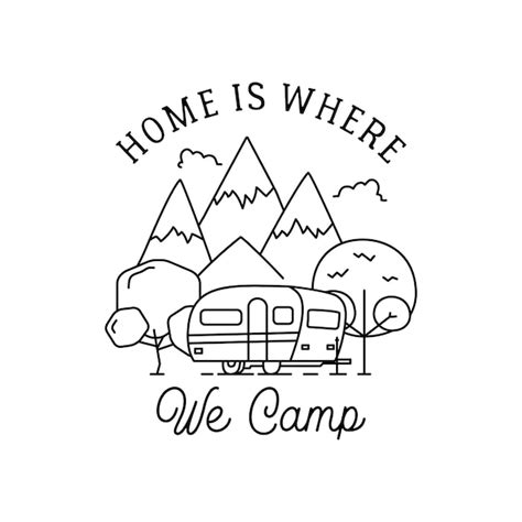 Premium Vector Camping Line Art Logo Design Outdoor Crest Label With