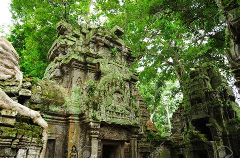 Ancient Ruins Of Ta Prohm Temple In The Jungle Of Cambodia Ancient