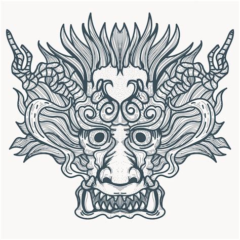 Premium Vector Chinese Dragon Demonic Tattoo