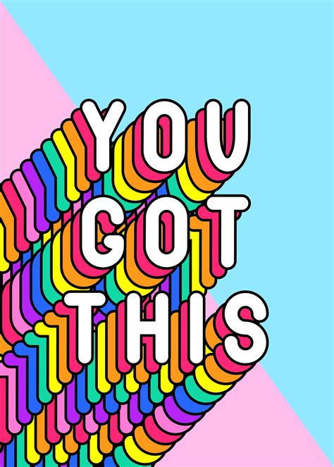 “you Got This” Slogan Poster Colorful Rainbow Colored Text Vector