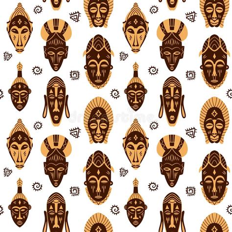 Tribal African Face Masks Seamless Pattern Traditional Bushmen