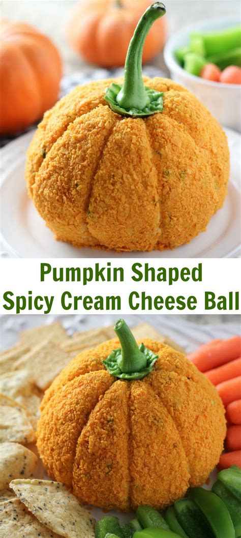 Pumpkin Shaped Cheese Ball Baked In Az Recipe Cream Cheese Ball