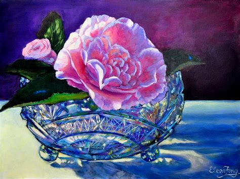 Camellia In Crystal Bowl Painting By Eileen Fong Pixels