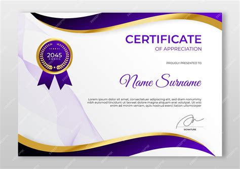 Premium Psd Gradient Modern Certificate Template Luxury Purple Gold