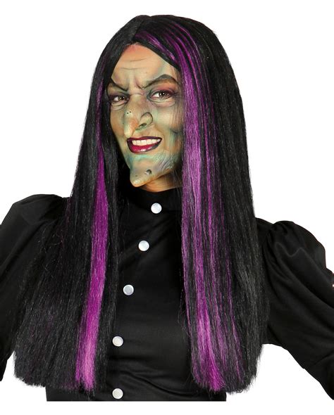 Witch Wig With Purple Strands For Costumes Horror
