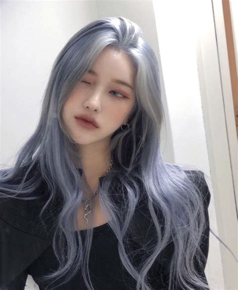 Pretty Hair Color Hair Color Blue Hair Dye Colors Hair Inspo Color Kpop Hair Color Korean