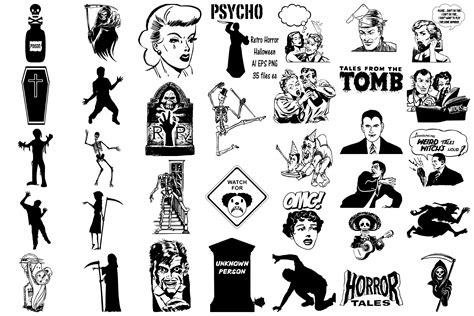 Download Halloween HORROR Mid Century Vector AI EPS PNG