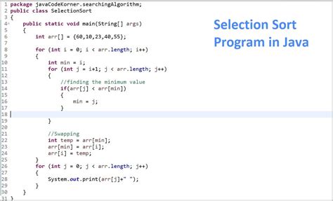 Selection Sort Program In Java Java Code Korner