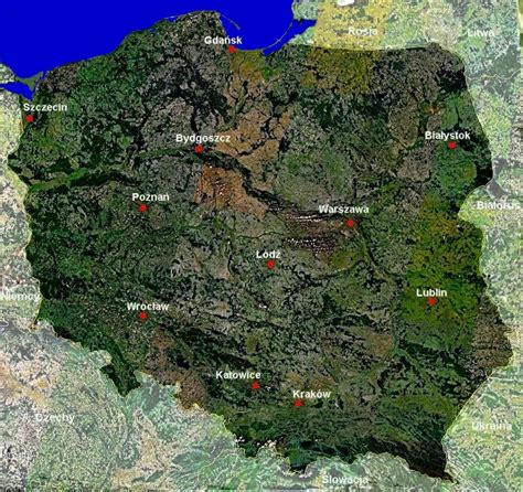 Polska Mapa Satelitarna Mapa Polski Z Satelity Europa Wschodnia