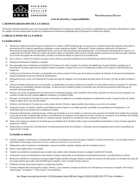 City Of San Diego California Aviso De Derechos Y Responsabilidades