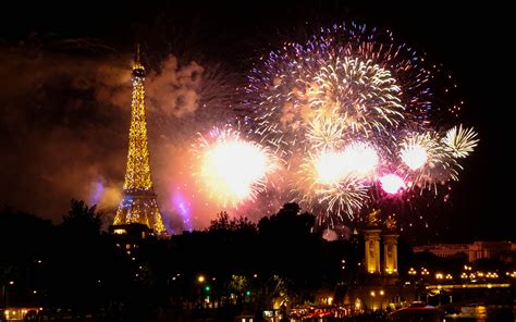 Eiffel Tower Tower Paris Night Fireworks Hd Wallpaper Man Made