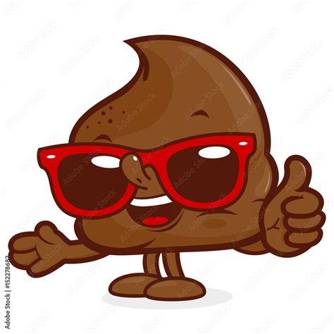 Cartoon Poop Character With Sunglasses Vector Illustration Stock