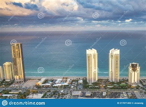 Amazing Helicopter Aerial View Of Miami Beach Coastline At Winter