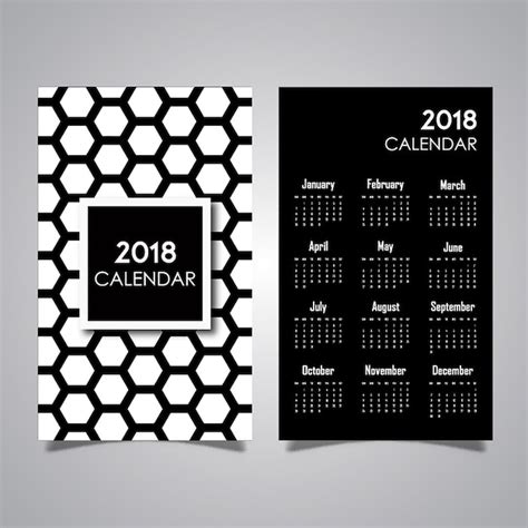 Diseños De Calendario Patrón Blanco Y Negro Vector Premium