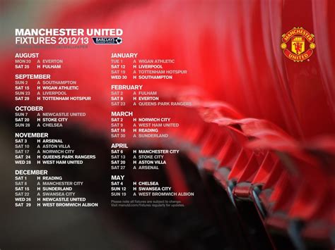 Manchester United Fixtures 20122013 Manchester United Official