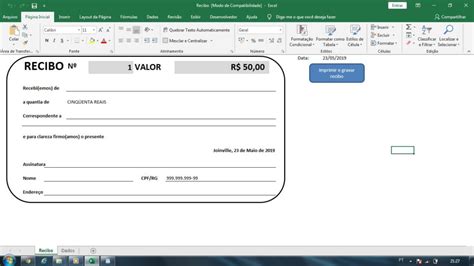 Recibo em Excel VBA Baixe está planilha gratuita
