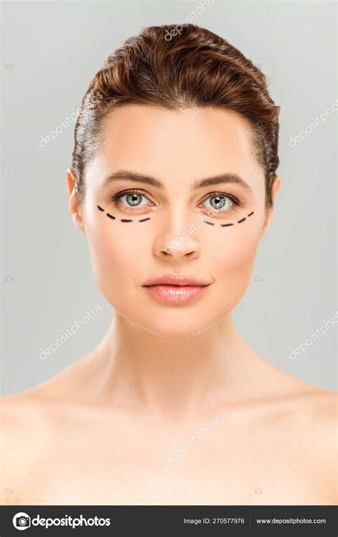 Attractive Naked Woman Marks Face Isolated Grey Stock Photo By IgorVetushko