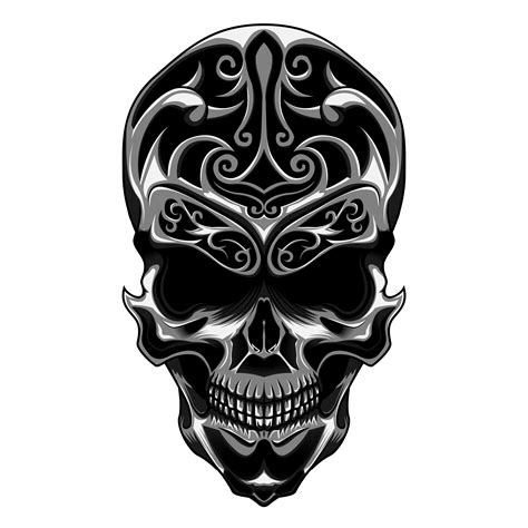Skull With Floral Carve Skull Skull Illustration Skull Pictures