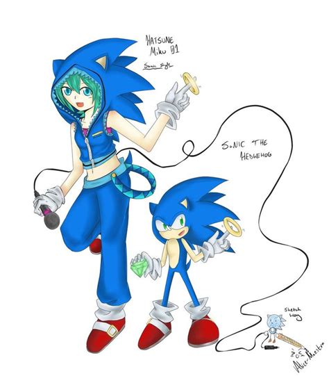 Sonic And Hatsune Miku By Sonicthehedgesantos On Deviantart Sonic