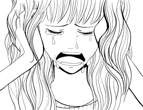 Line Drawing Girl Crying 2 By Marcowholemilk On Deviantart