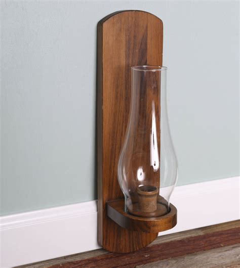 Vintage Wood Wall Tall Candle Holder Taper Colonial Wall Sconce With