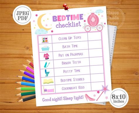 Bedtime Checklist Printable Girl Bedtime Routine Checklist