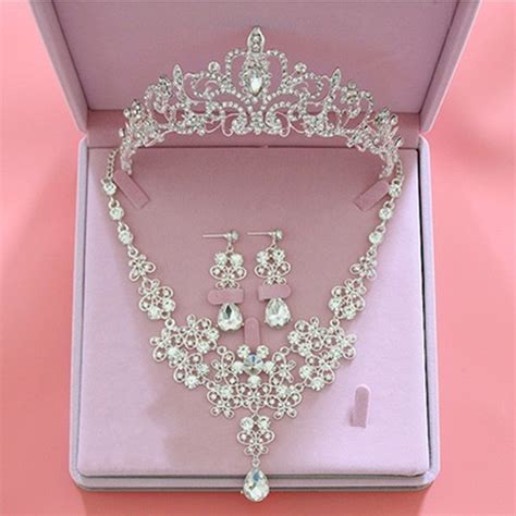 Fashion Crystal Wedding Bridal Jewelry Sets Tiara Crown Earring