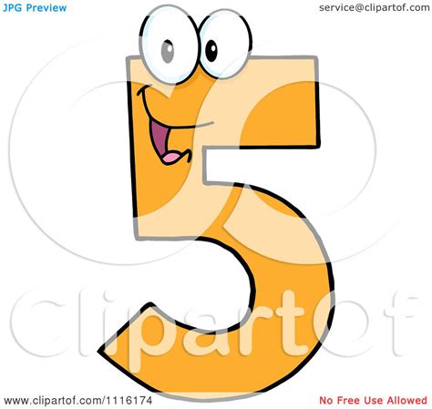 Clipart Happy Orange Number Five Royalty Free Vector Illustration By
