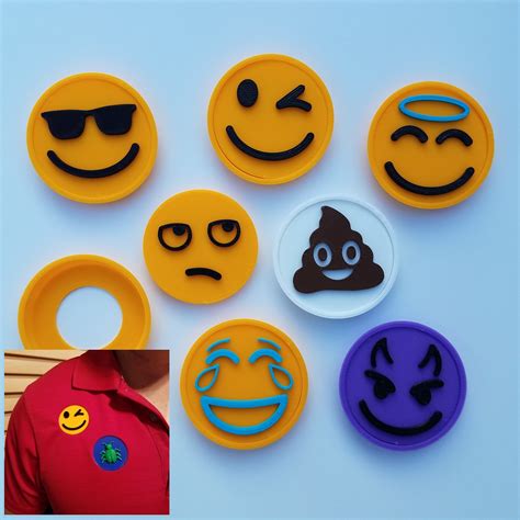 Download Stl File Emoji Snap Badge Set 3d Print Design ・ Cults