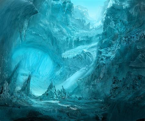 Ice Cavern By GeorgeLovesyArt On DeviantART Fantasy Landscape Matte Painting Concept Art