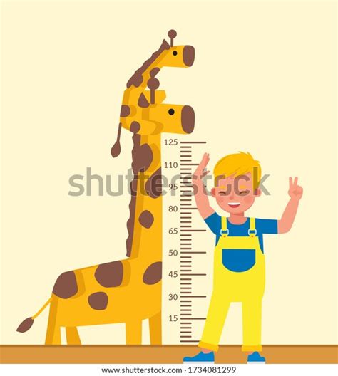 Kid Boy Measuring His Height Character Stock Vector Royalty Free
