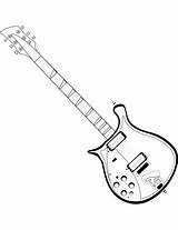 Guitar Coloring Electric Pages Printable Bass Drawing Outline Adult Getdrawings sketch template