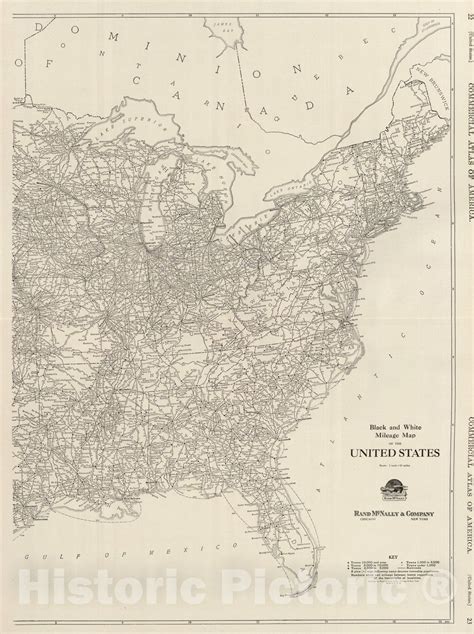 Historic Map Black And White Mileage Map Of The United States