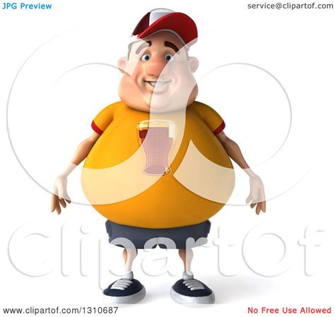 Clipart Of A 3d Chubby White Guy In A Yellow Beer Shirt Royalty Free Illustration By Julos