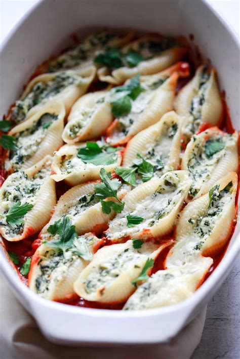 Ricotta Stuffed Shells With Spinach Conchiglioni Vegan Or Vegetarian