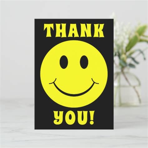 Yellow Face Smile Thank You Card Zazzle