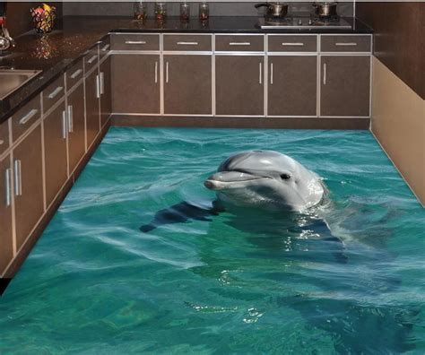 Home Decoration Waterproof Adhesive Pvc Flooring Wear Dolphins 3d Floor