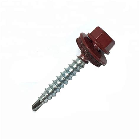 Galvanize Hex Head Self Drilling Tek Screw With Bonded Washer Epdm Red